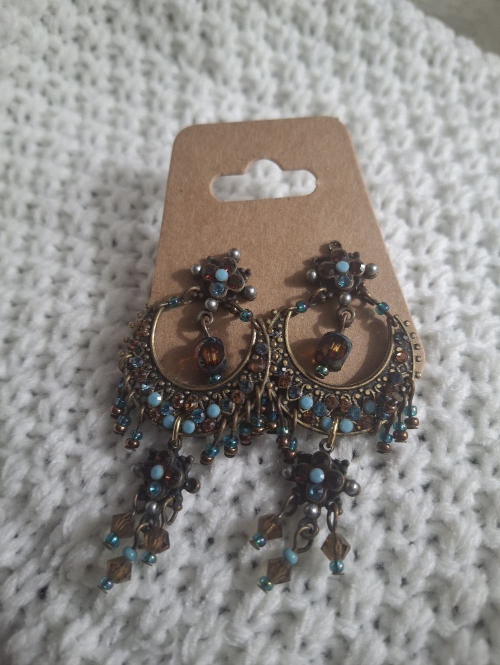 Boho Turquoise and Amber Dangle Earrings - Women Jewelry